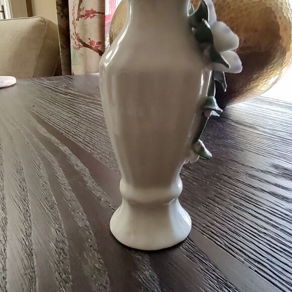 Vintage Porcelain Bud Vase Applied Flowers - Picture 3 of 9
